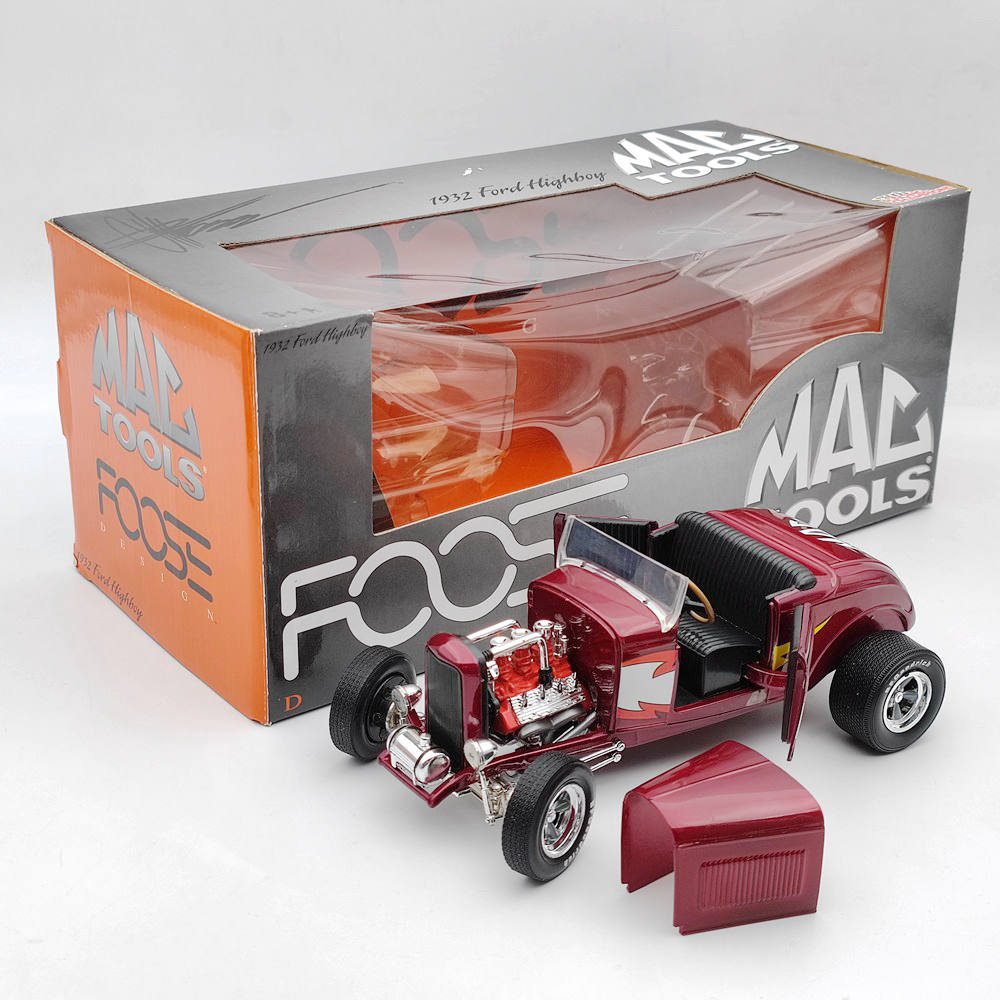 1/18 Mac Tools Funny Car FOOSE DESIGN 1932 Ford Highboy ConvertibleDiecast Model Car Limited Edition Collection Auto Toys Red Christmas Gifts
