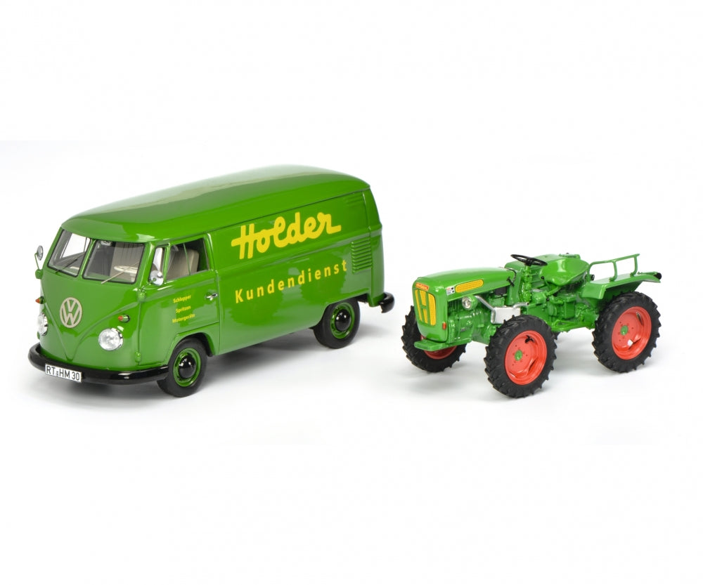 Schuco 1:32 Holder A20 Tractor with Volkwagen T1b 450894100