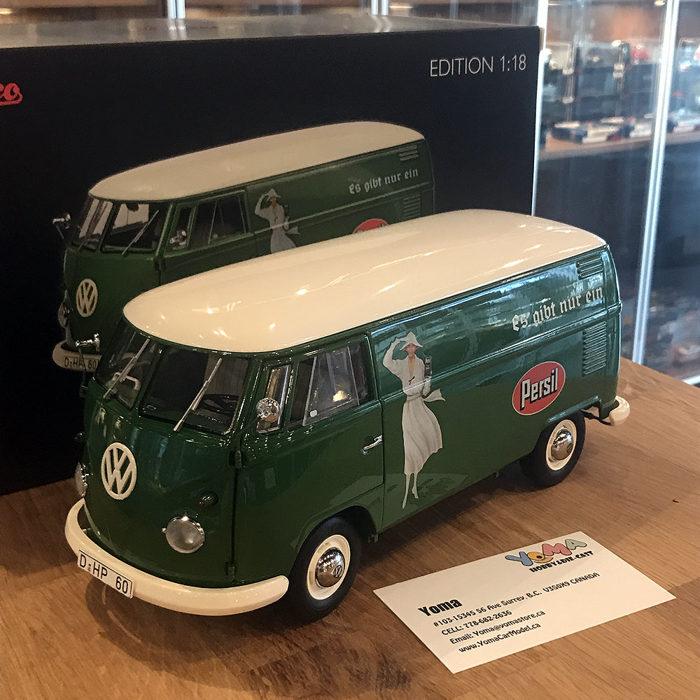 Schuco 1:18 Volkswagen T1b transporter Persil Year 1959-63 green 450036600