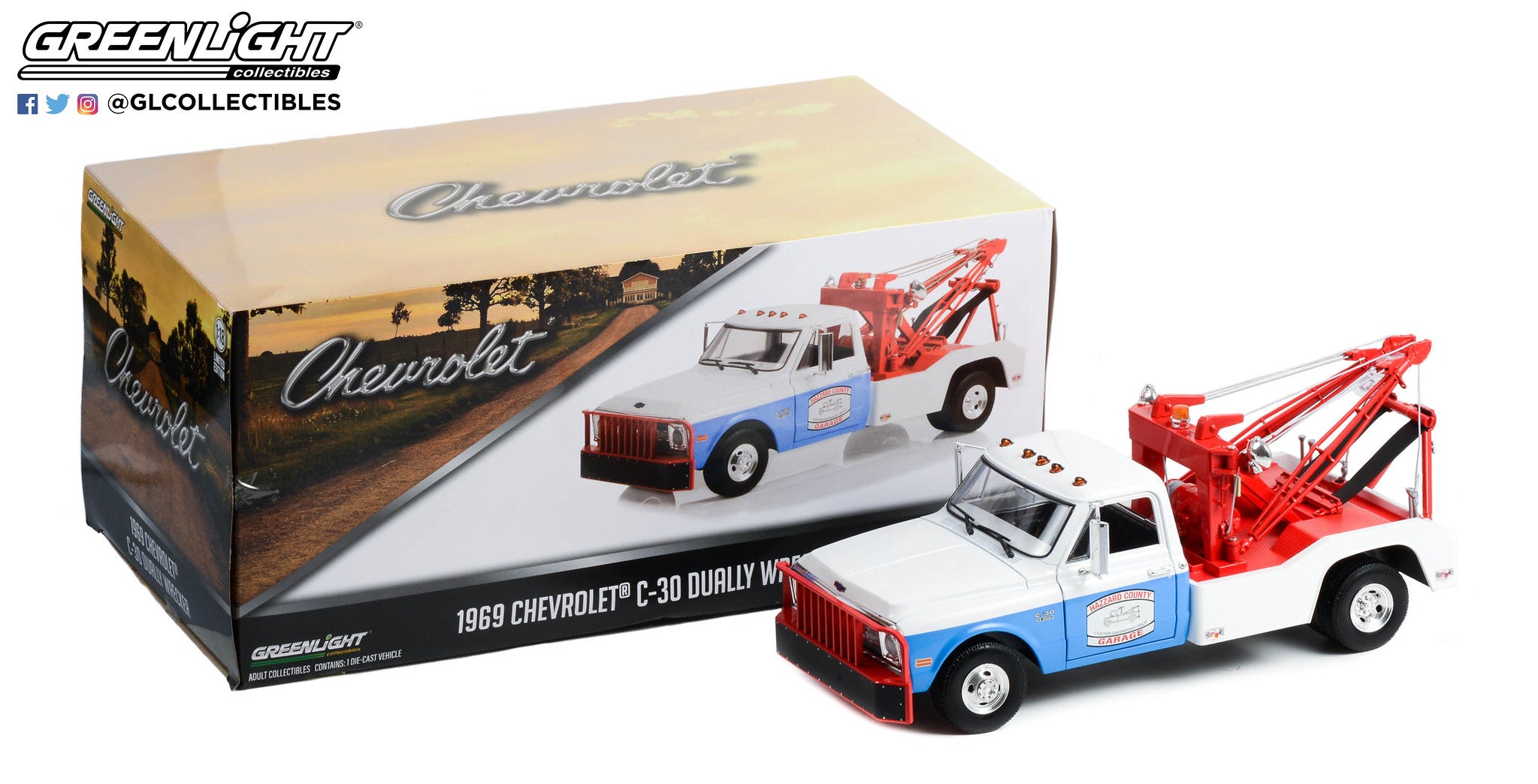 GreenLight 1:18 1969 Chevrolet C-30 Dually Wrecker - Hazzard County Garage 13622