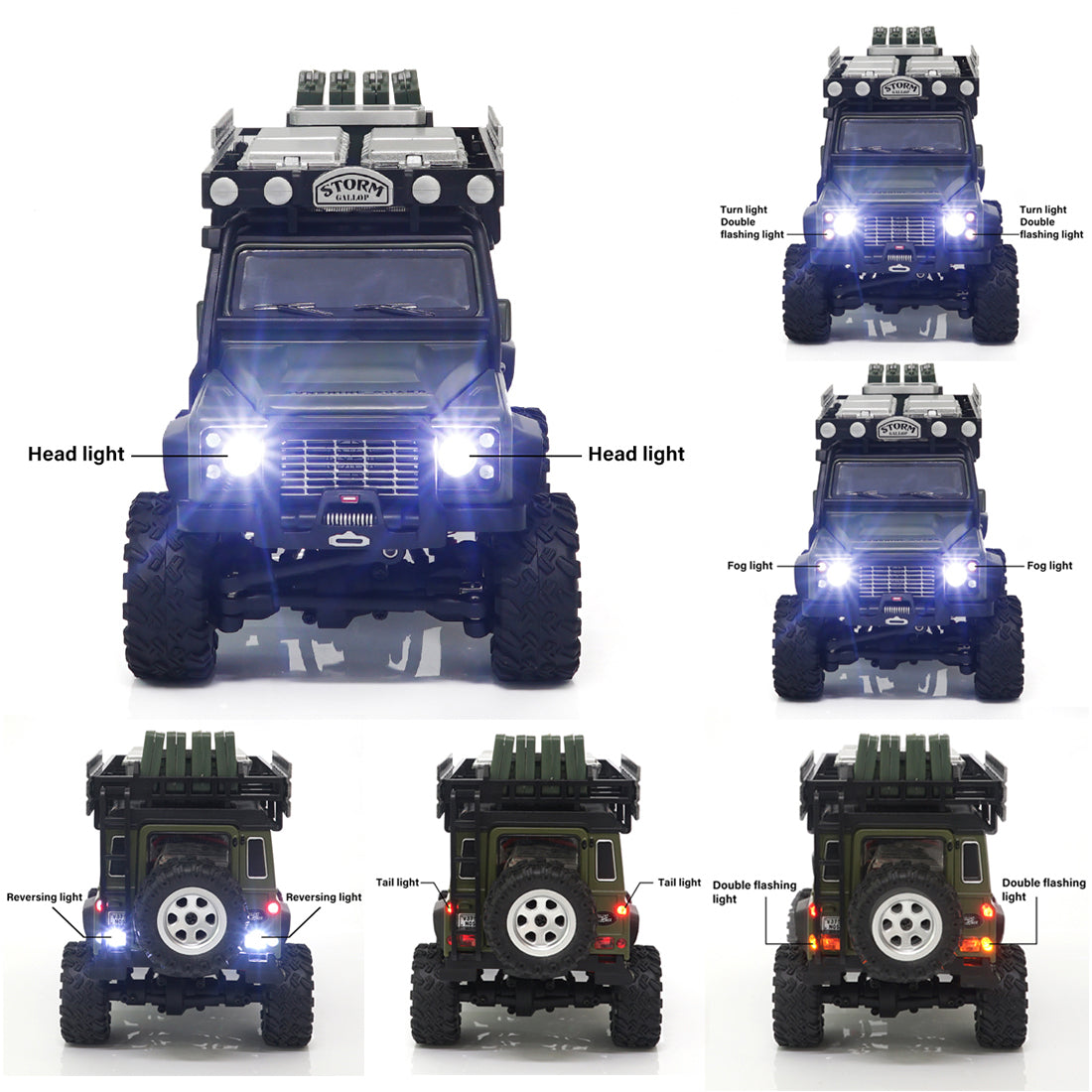 1/28 RC Climbing Car 2.4G 4WD RC Electric Car Mini Alloy Off-road Climbing Car with LED Car Lamp