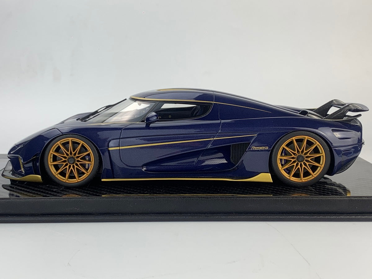 Frontiart 1:18 Koenigsegg Regera blue tinted carbon and gold wheels F079-152