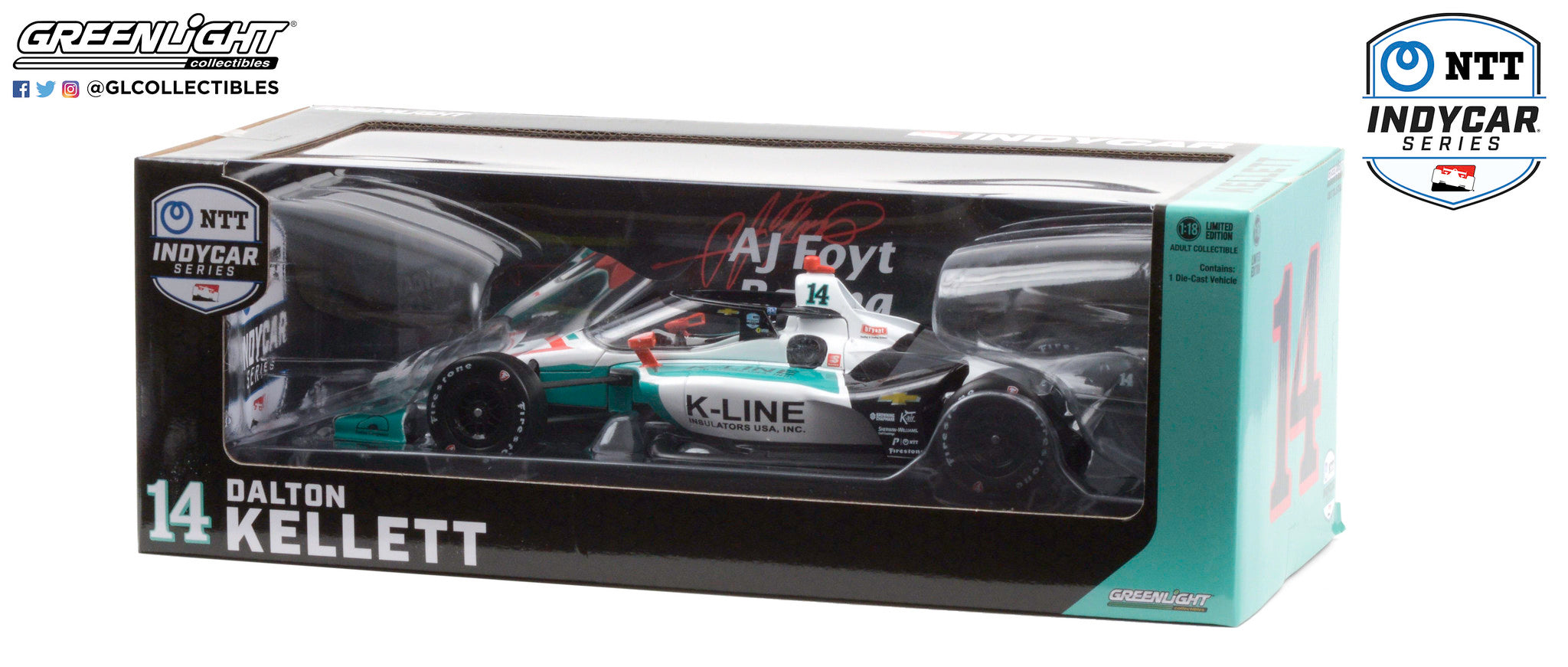 GreenLight 1:18 2020 NTT IndyCar Series - #14 Dalton Kellett / A. J. Foyt Enterprises, K-Line 11095
