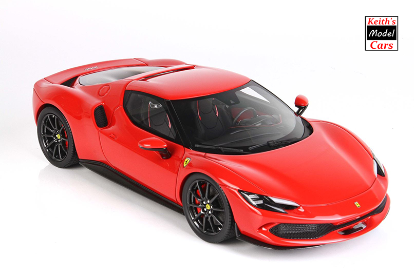 [1/18 Scale] Ferrari 296 GTB in Rosso Corsa 322 with Carbon Fibre Wheels by BBR Models