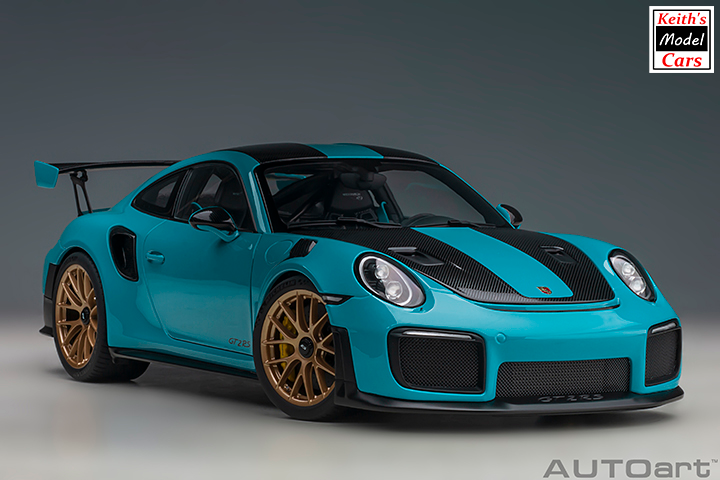 [1/18 Scale] Porsche 911 GT2 RS Weissach Package in Miami Blue by AUTOart Models