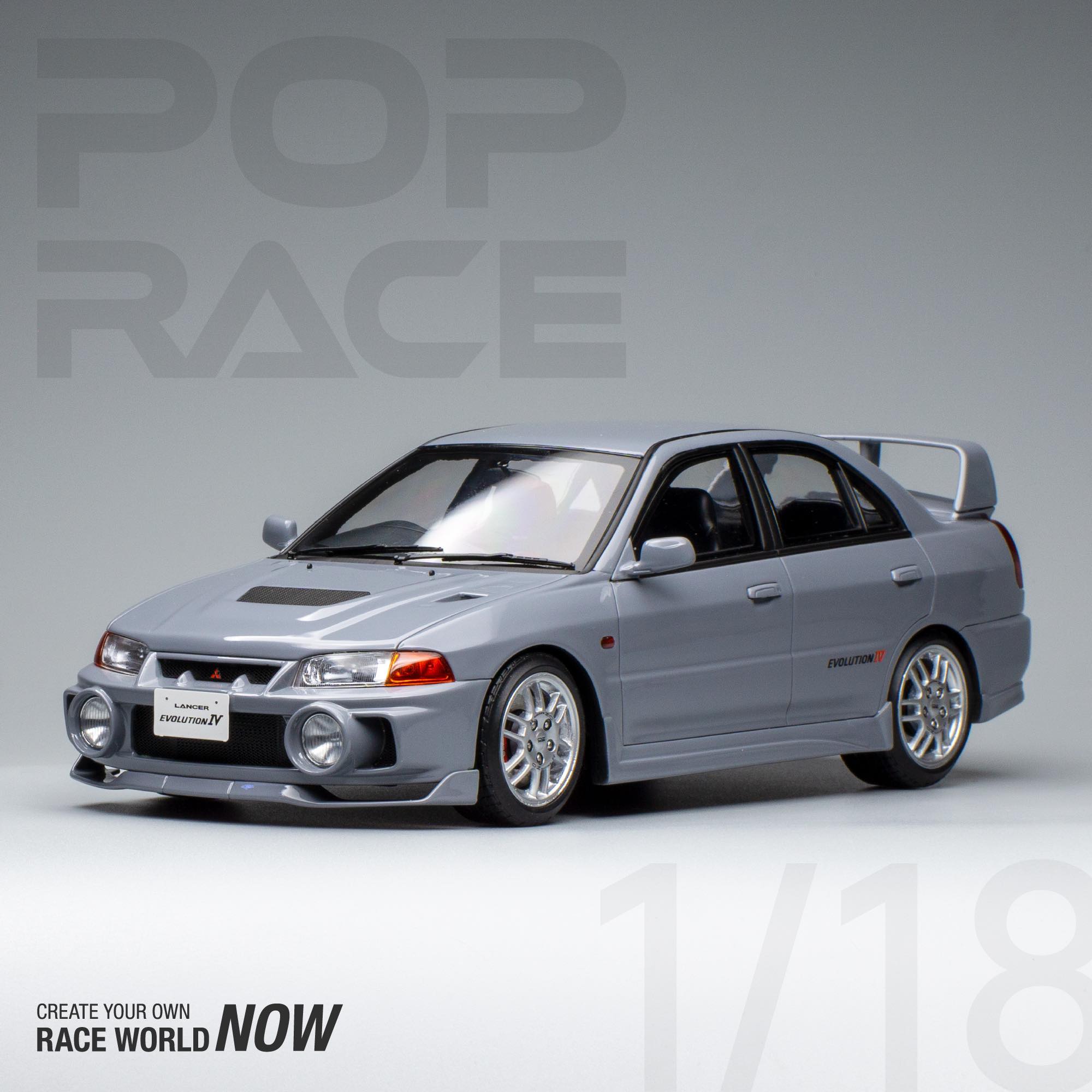 *PREORDER* Pop Race 1/18 Mitsubishi Lancer EVO IV in Silver