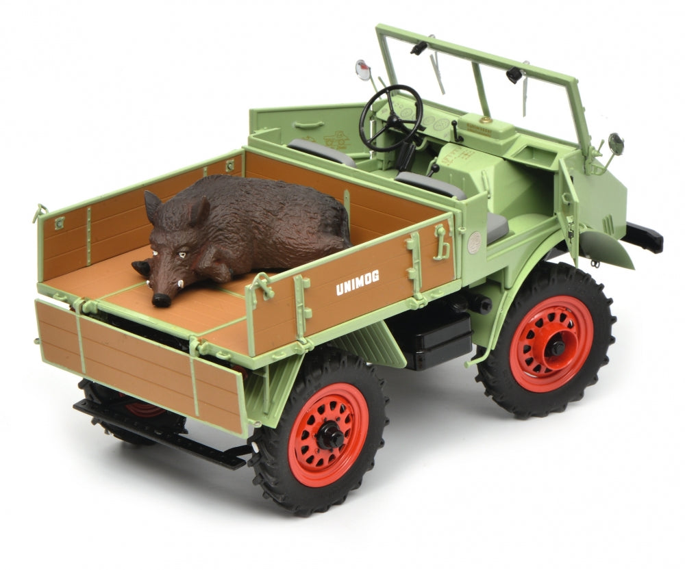Schuco 1/18 Mercedes-Benz Unimog U401 with boar green 450014700
