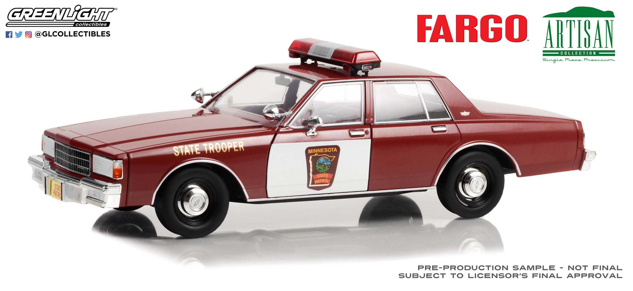 GreenLight 1:18 Artisan Collection - Fargo (1996) - 1987 Chevrolet Caprice - Minnesota State Trooper 19125