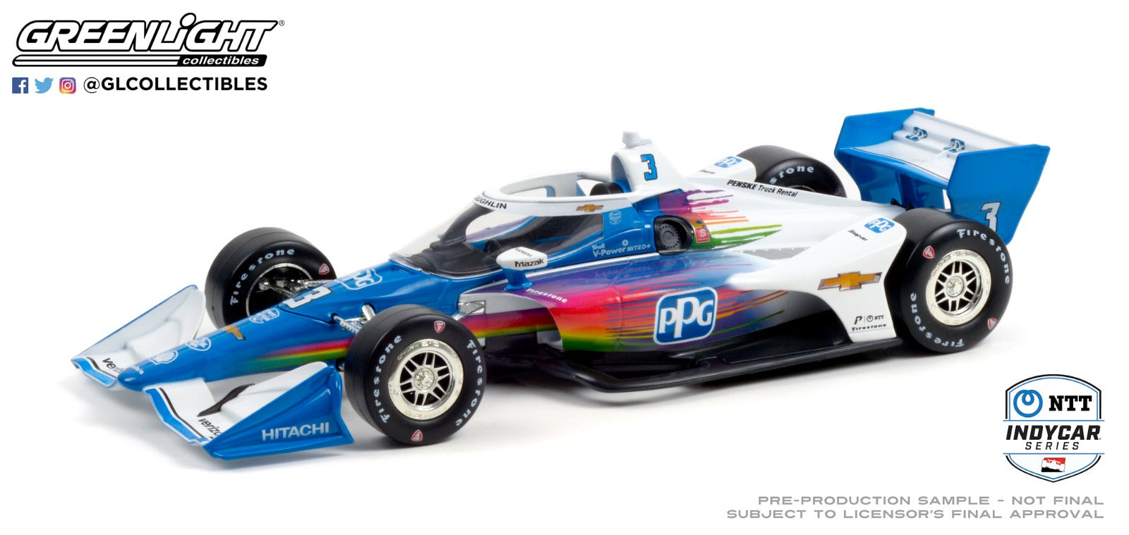 GreenLight 1:18 2021 NTT IndyCar Series - #3 Scott McLaughlin / Team Penske, PPG (Road Course Configuration) 11118