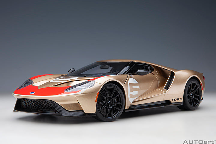 FORD GT HERITAGE EDITION HOLMAN MOODY (GOLD W/ RED & WHITE)