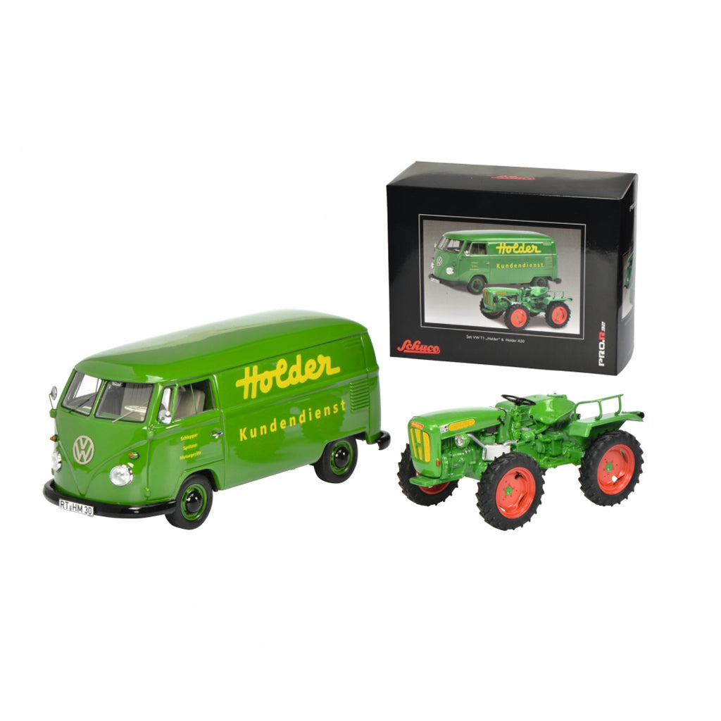 Schuco 1:32 Holder A20 Tractor with Volkwagen T1b 450894100