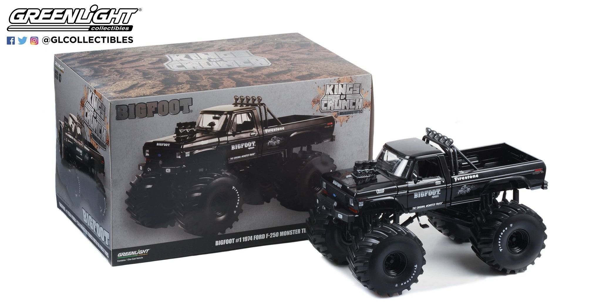 GreenLight 1:18 Kings of Crunch - Bigfoot #1 - 1974 Ford F-250 Monster Truck with 48-Inch Tires 13650