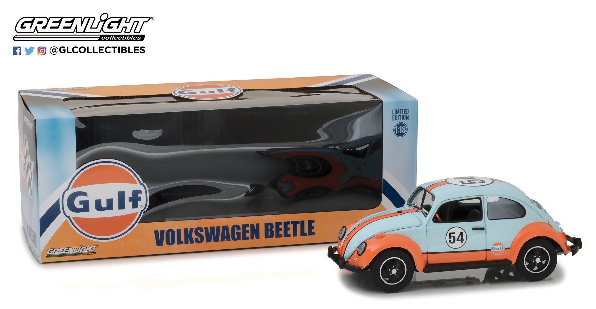 GreenLight 1:18 Volkswagen Beetle Gulf Oil Racer #54 12994