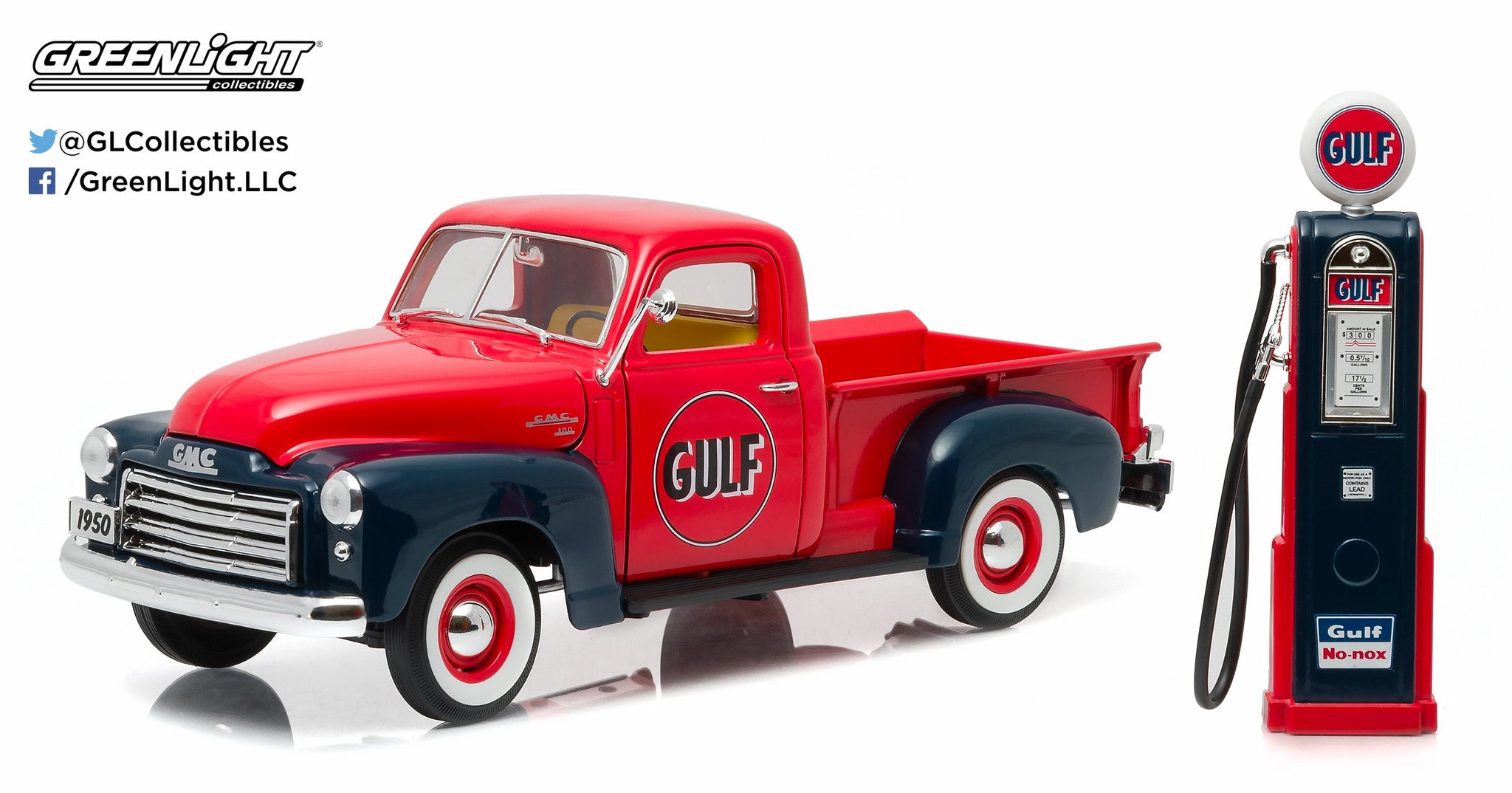 GreenLight 1:18 1950 GMC 150 Gulf Oil with Vintage Gulf Gas Pump 12984