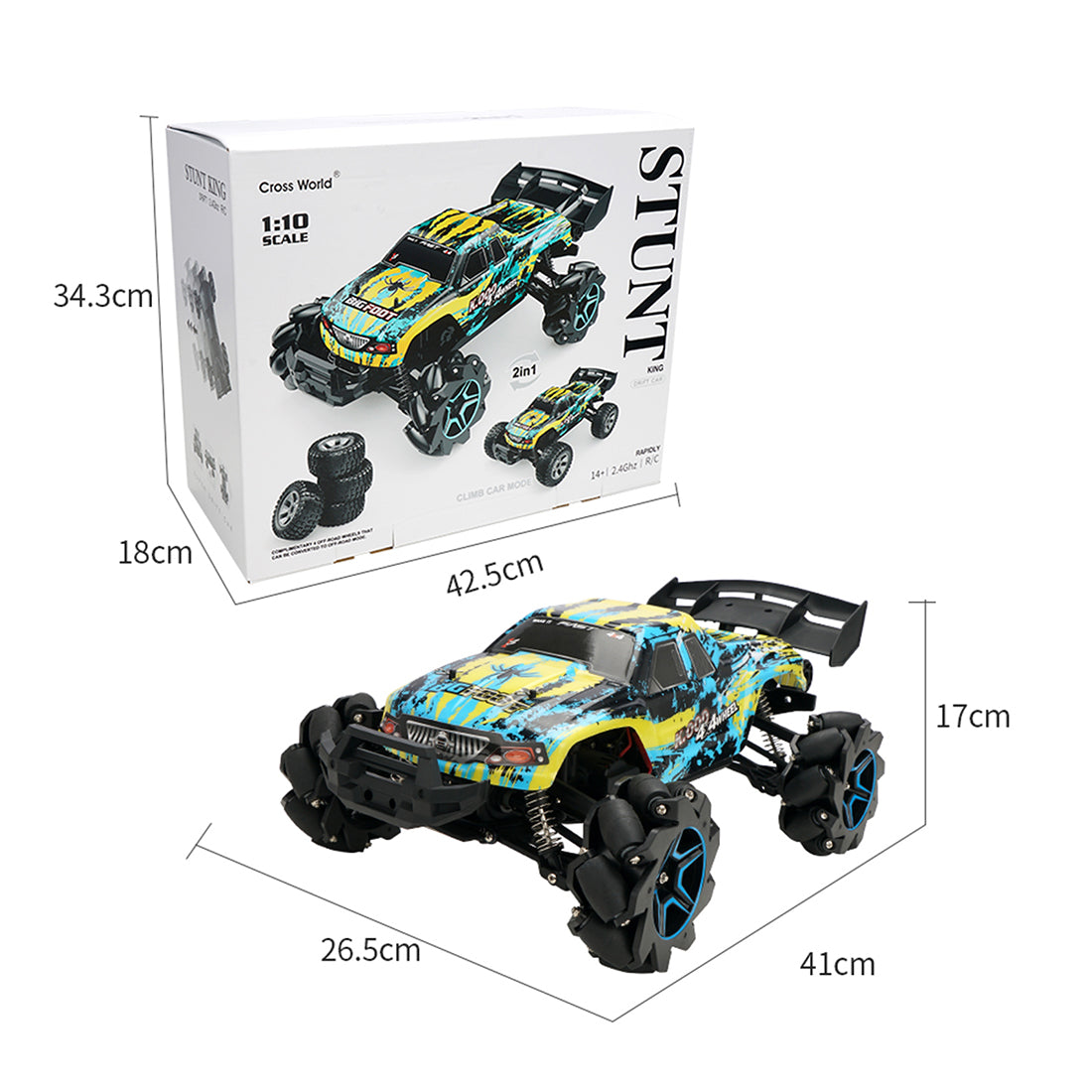 RC Car 1/10 45KM/H 4WD 2.4G New Structure High-speed RC Car Stunt All-terrain Electric Off-road Vehicle RC Monster Truck Model for Children Adults