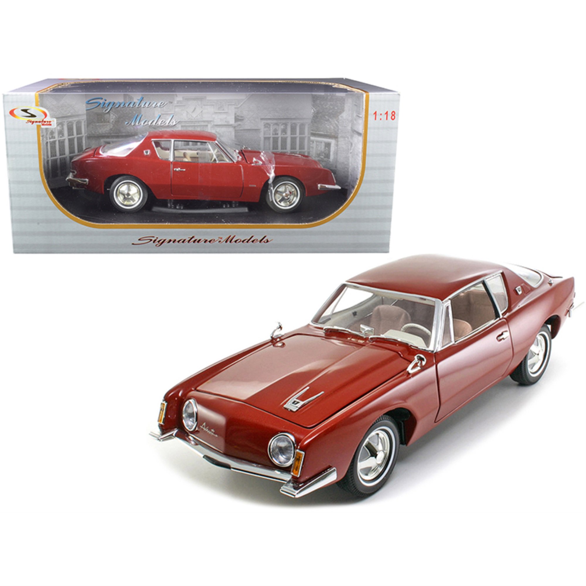 1963 Studebaker Avanti Maroon Red Metallic 1/18 Diecast Model Car