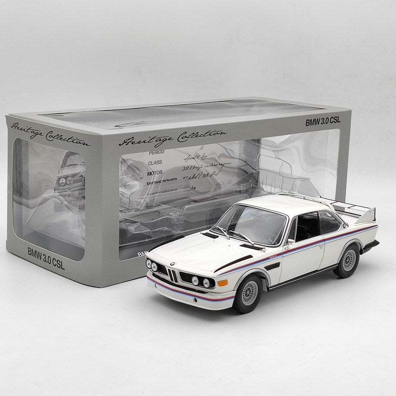MINICHAMPS 1/18 Scale BMW 3.0 CSL 1971 White Diecast Model Collection Door Open