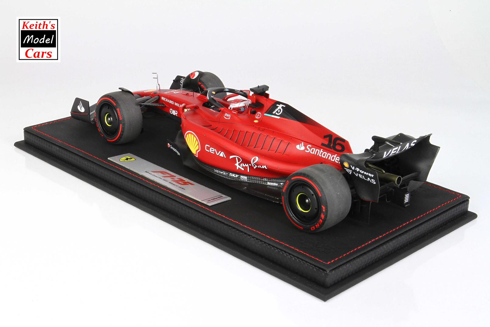 [1/18 Scale] Ferrari F1-75 Bahrain GP 2022 Winner (No.16 Charles Leclerc) with Display Case by BBR Models