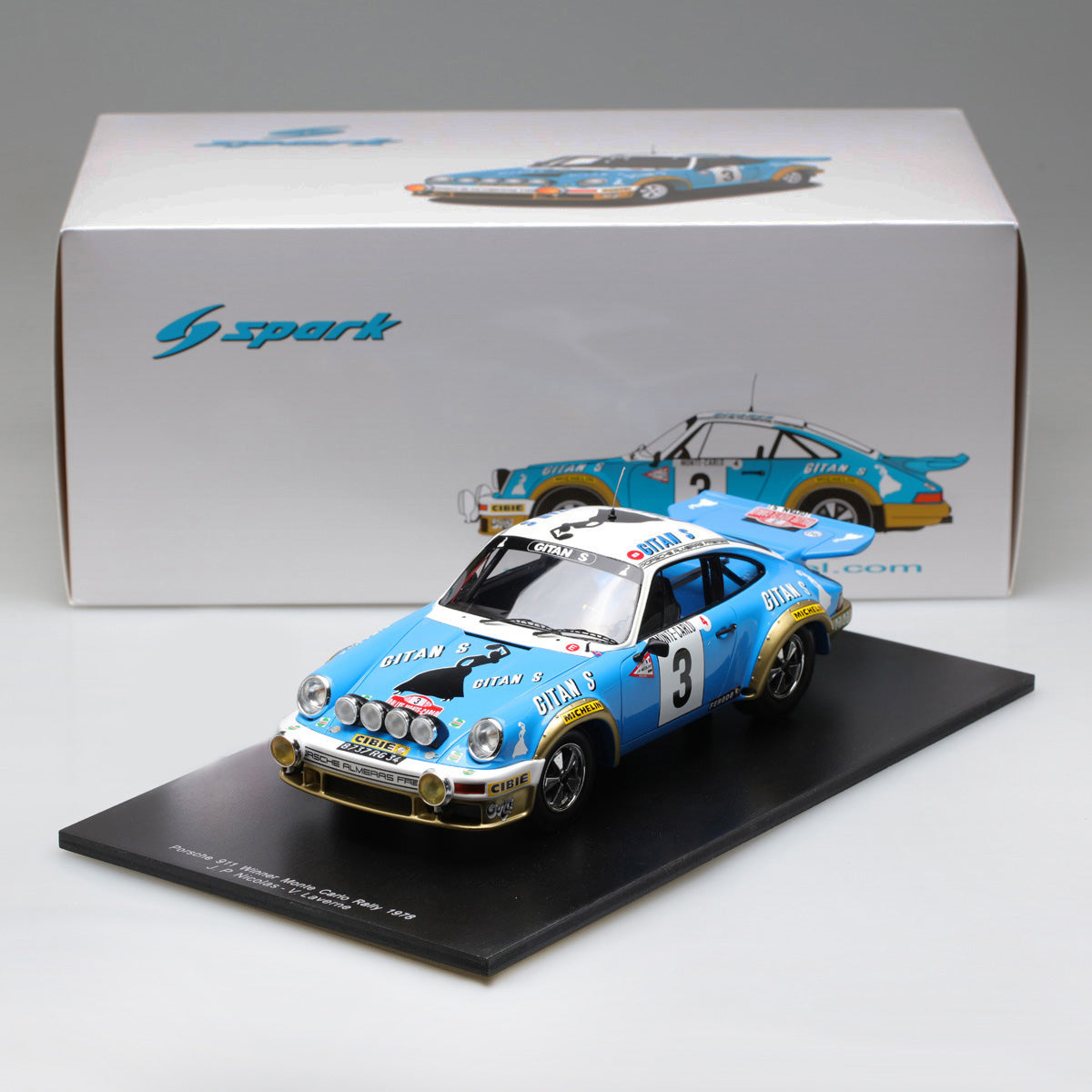 Spark 1:18 Porsche 911 #3 Winner Monte Carlo Rally 1978 J.P Nicolas/V.Laverne 18S095