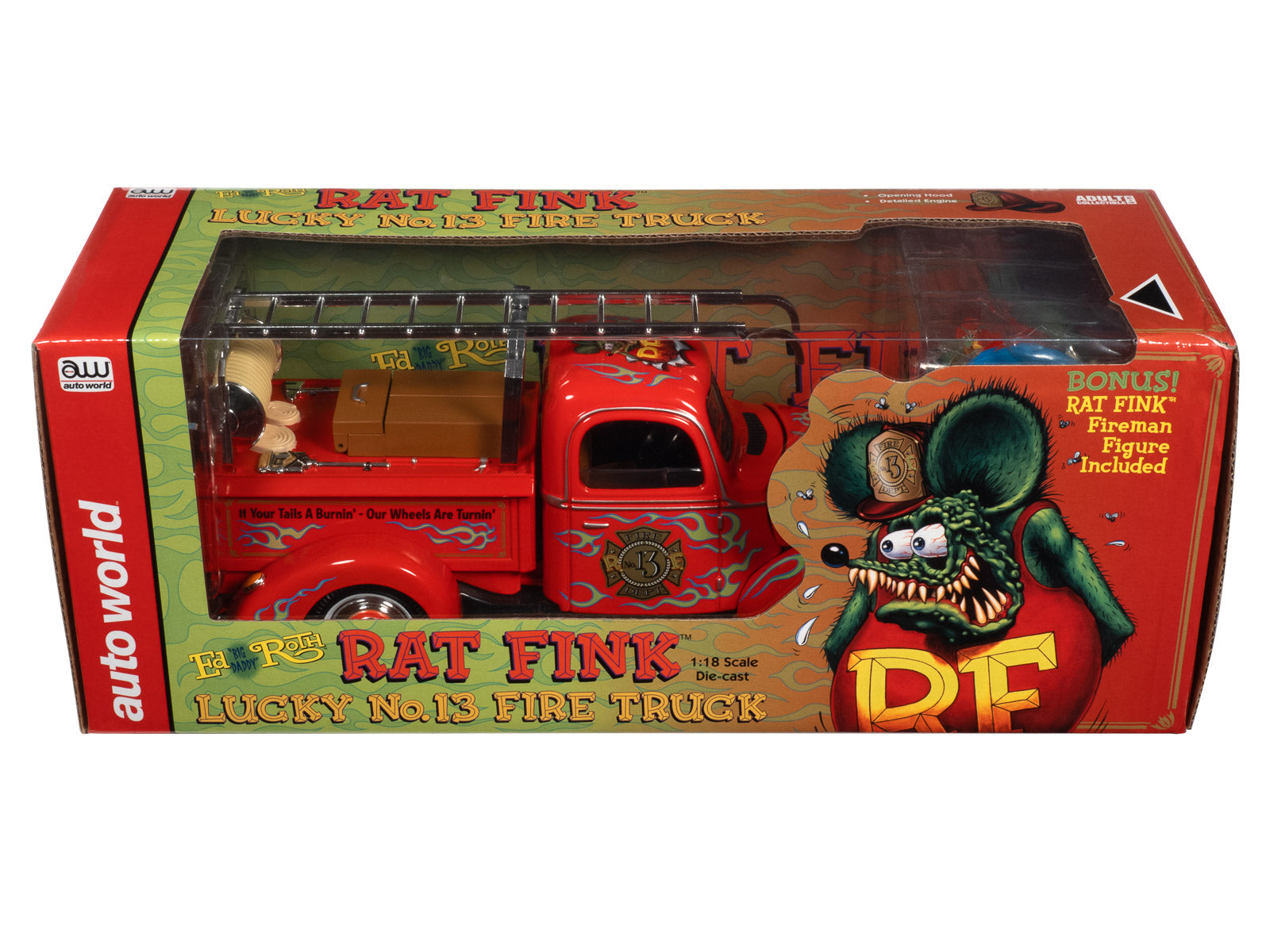Rat Fink Fire Truck w/Resin Figure 1:18 Scale