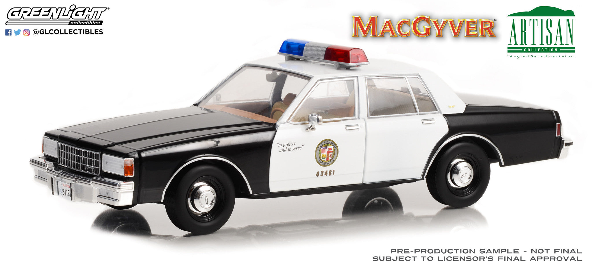 GreenLight 1:18 Artisan Collection - MacGyver (1985-92 TV Series) - 1986 Chevrolet Caprice - Los Angeles Police Department (LAPD) 19126