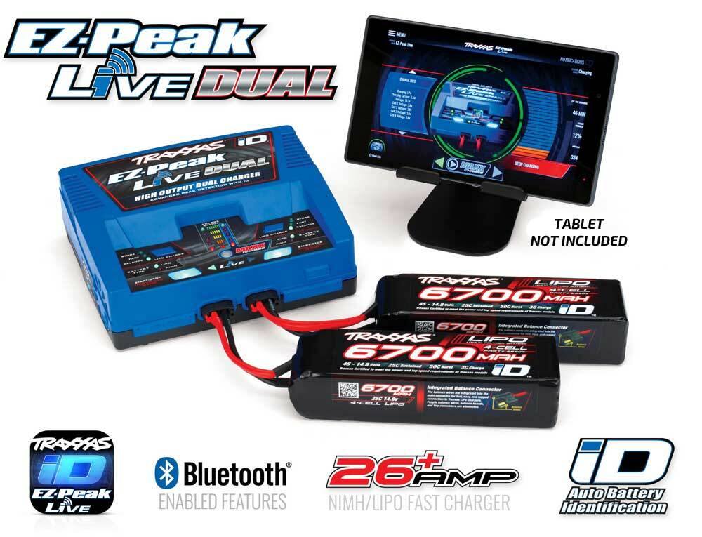 Traxxas EZ-Peak Live Dual ID Charger & 2x 4S 6700mAh LiPo Batteries for X-Maxx 8S