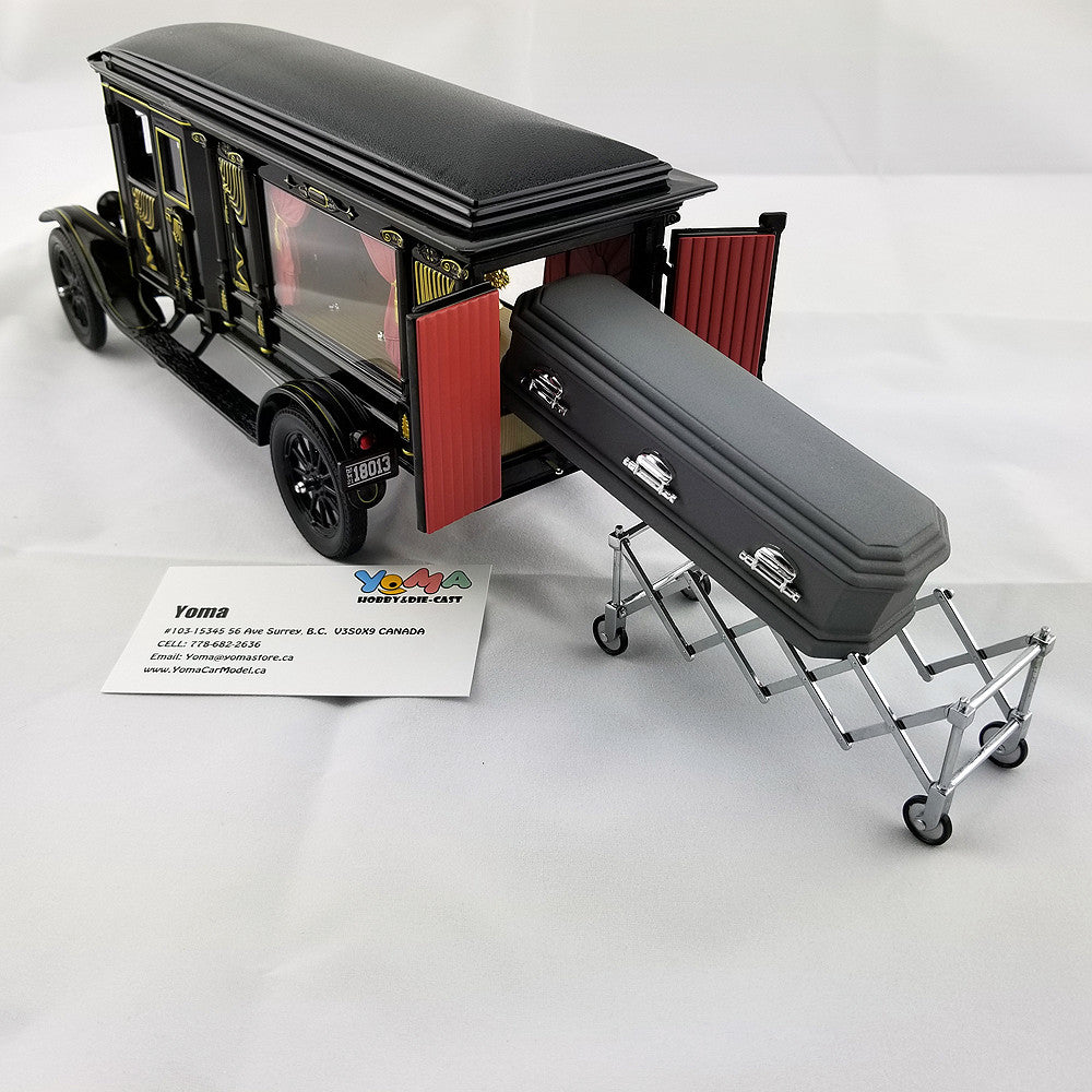 GreenLight 1:18 Precision Collection - 1:18 1921 Ford Model T Ornate Carved Hearse - Black PC-18013