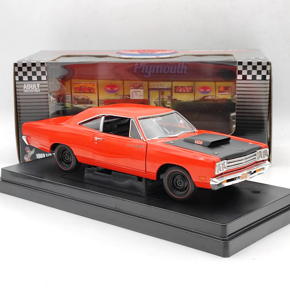 1:18 SUPERCAR Plymouth Roadrunner 1969 1/2 440 6BBL Diecast Model Edition Orange Toy Car Gift