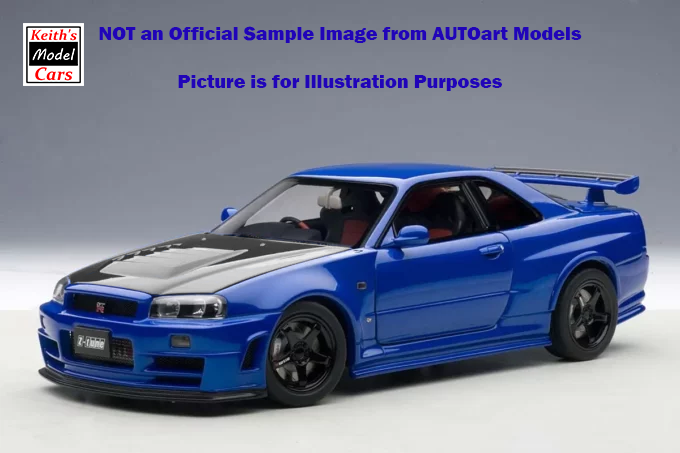 [1/18 Scale] Nissan Skyline GT-R (R34) Z-Tune in Bayside Blue with Carbon Bonnet by AUTOart Models