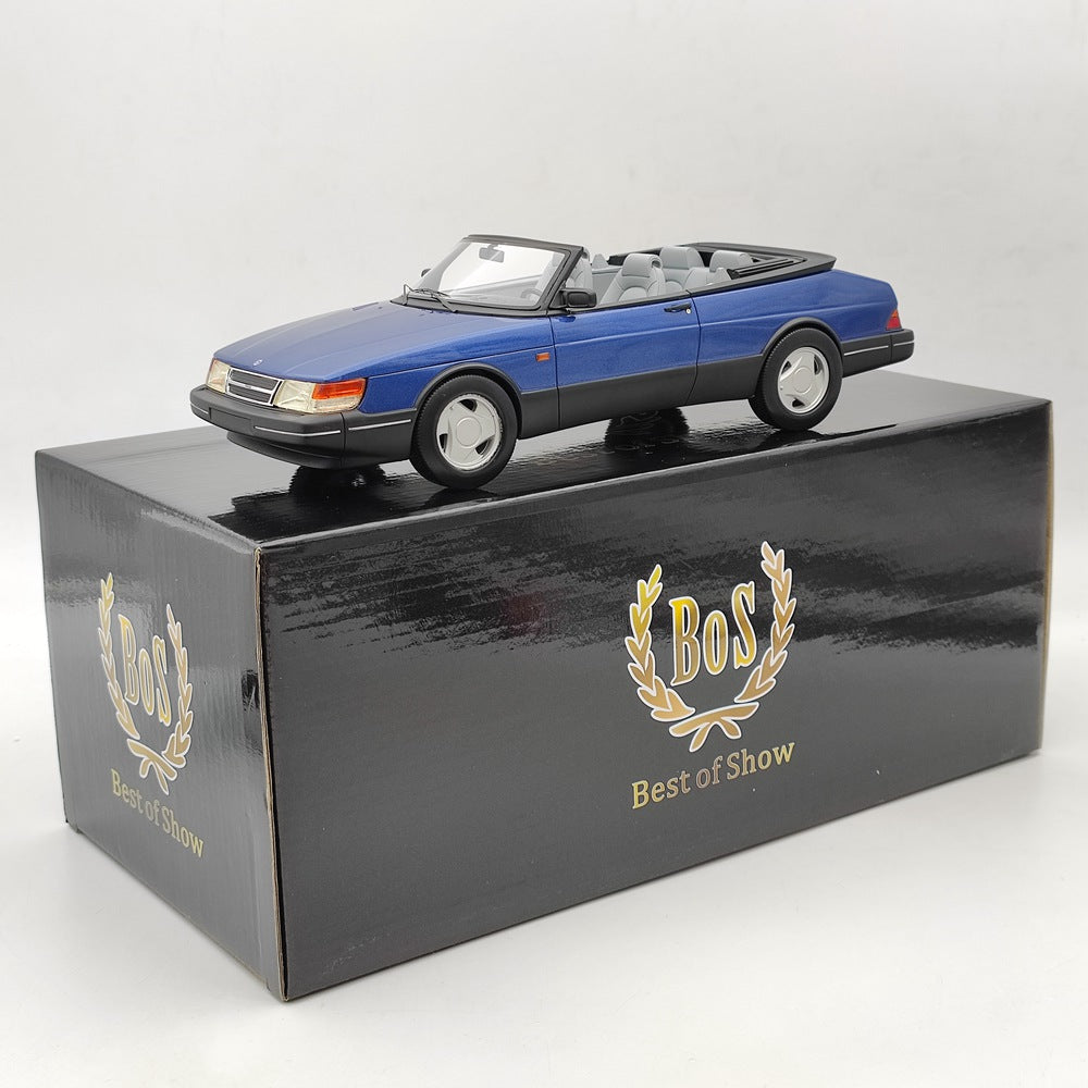 1/18 BOS Saab 900 Cabrio 1987 Blue BOS165 Resin Model Car Limited Collection Gift