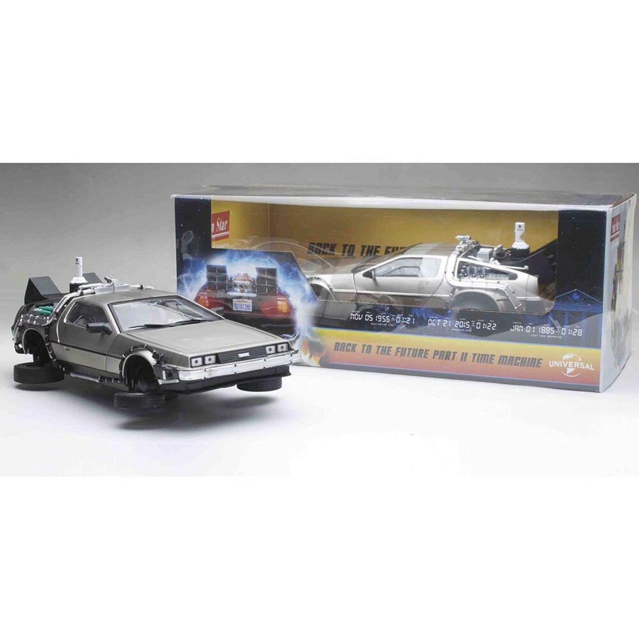 Back to the Future Part II - DeLorean Time Machine (Stainless Steel) 1:18 Scale Diecast Replica Model