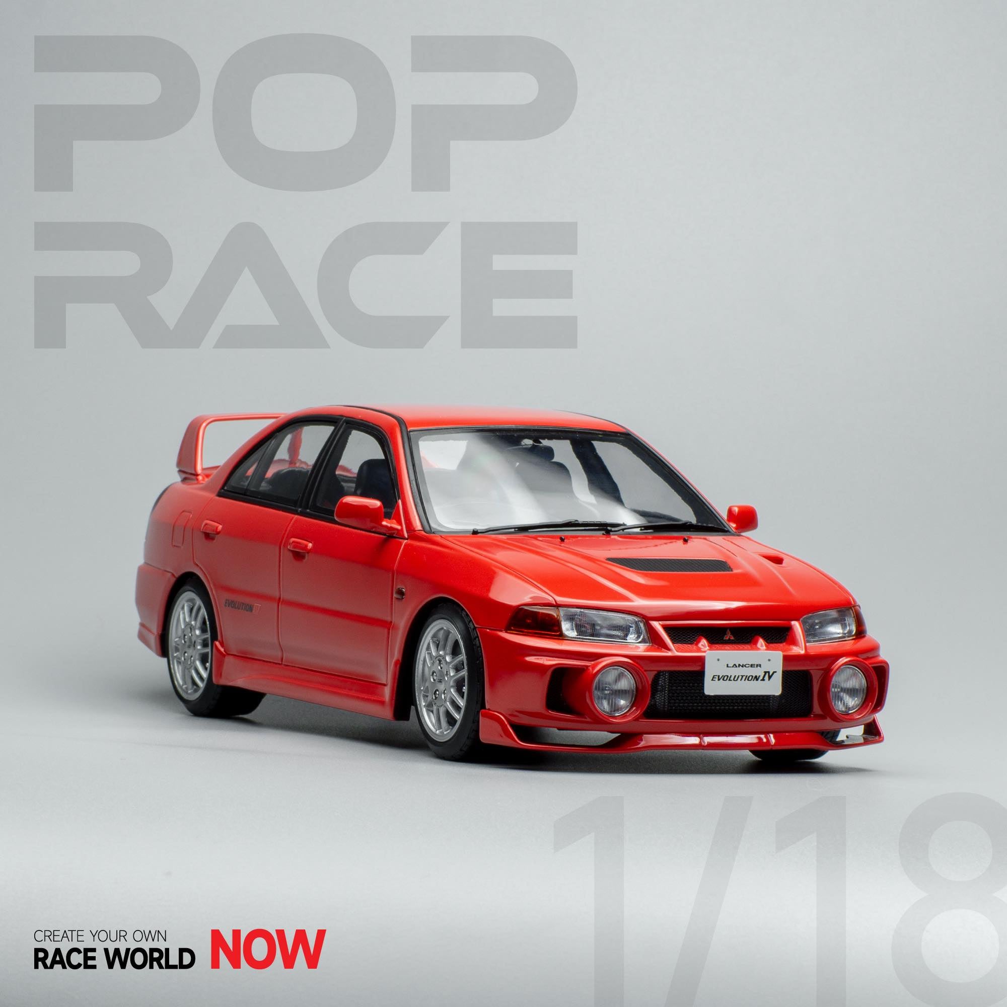*PREORDER* Pop Race 1/18 Mitsubishi Lancer EVO IV in Red