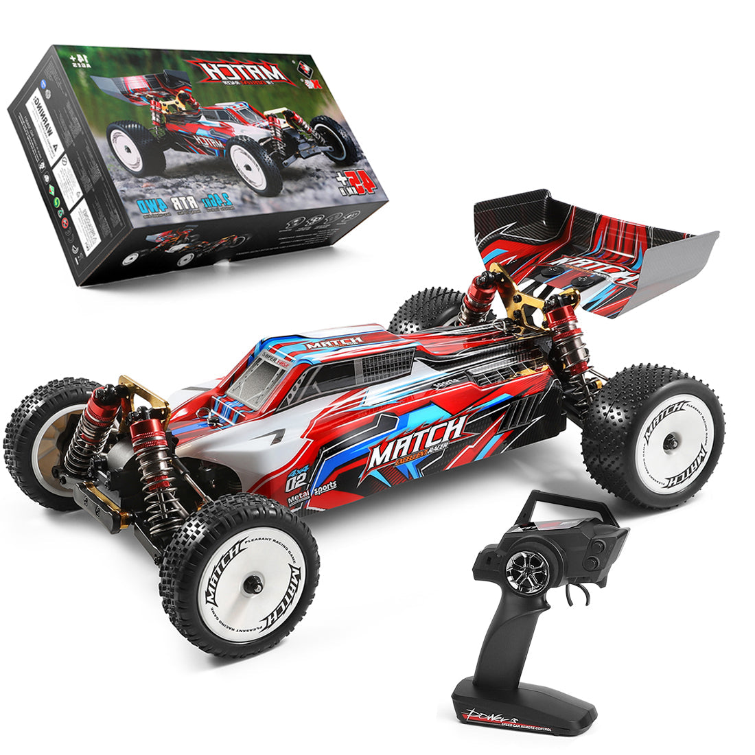 WLtoys 104001 1/10 45KM/H 2.4G Racing RC Car High Speed 4WD Electric Off-Road Drift Car - Red