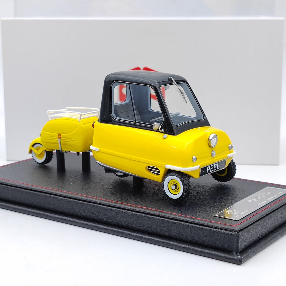 Super Unit Model 1/18 PEEL P50 w/Pav Trailer 1964 Resin Car Limited Yellow Toy Gift