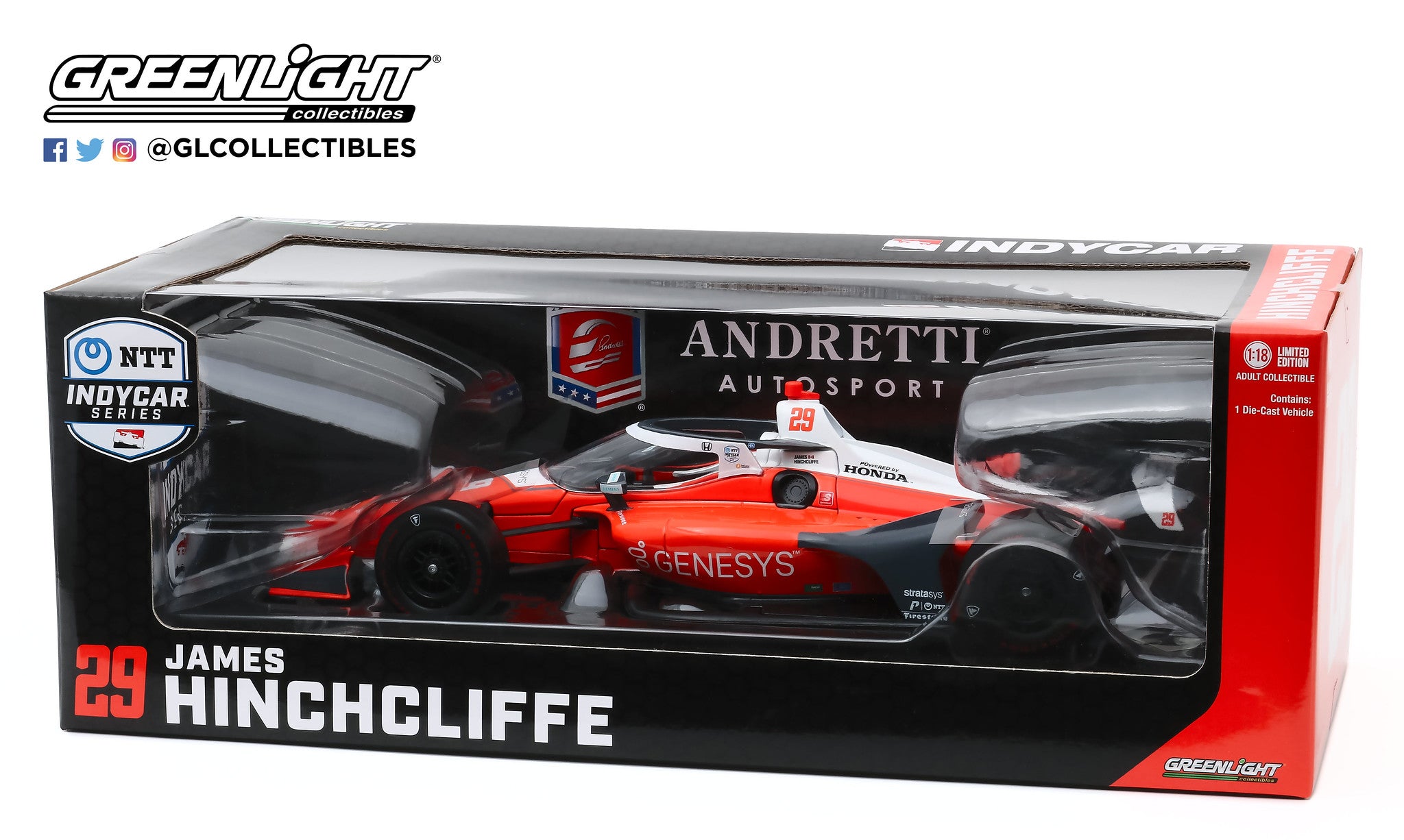 GreenLight 1:18 2020 NTT IndyCar Series - #29 James Hinchcliffe / Andretti Autosport, Genesys 11093