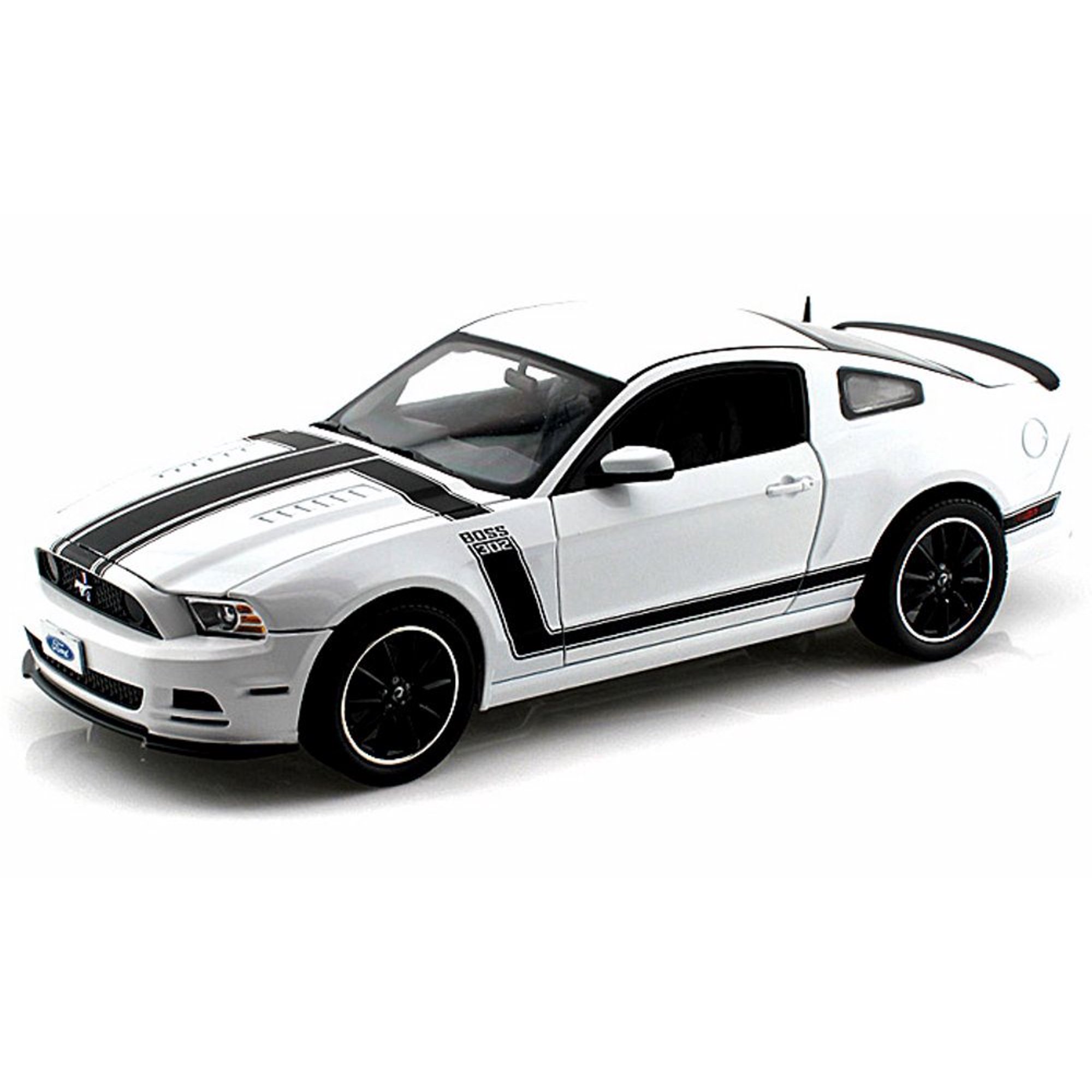 2013 Ford Mustang Boss 302, White w/ Black Stripes - Shelby SC452 - 1/18 Scale Diecast Model