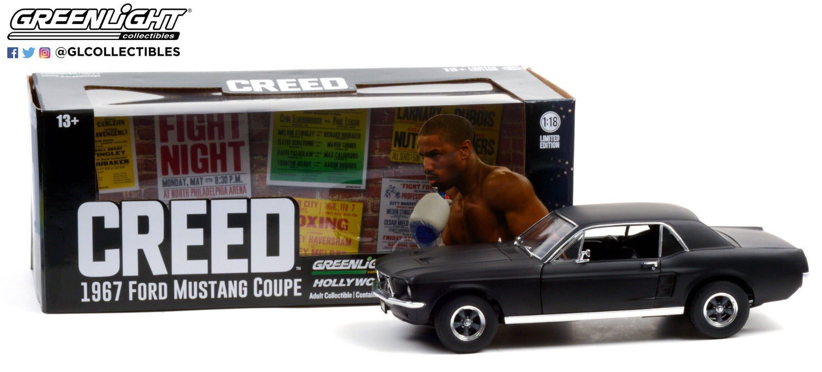 GreenLight 1:18 Creed (2015) - Adonis Creed s 1967 Ford Mustang Coupe - Matte Black 13611