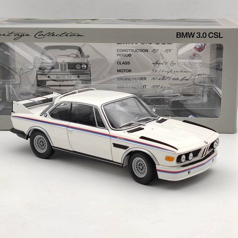 MINICHAMPS 1/18 Scale BMW 3.0 CSL 1971 White Diecast Model Collection Door Open