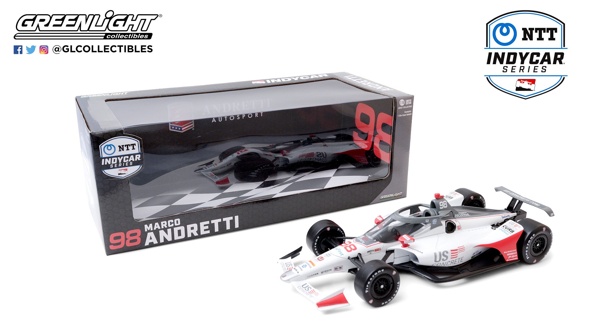 GreenLight 1:18 2020 NTT IndyCar Series - #98 Marco Andretti / Andretti Herta Autosport, U.S. Concrete 11082