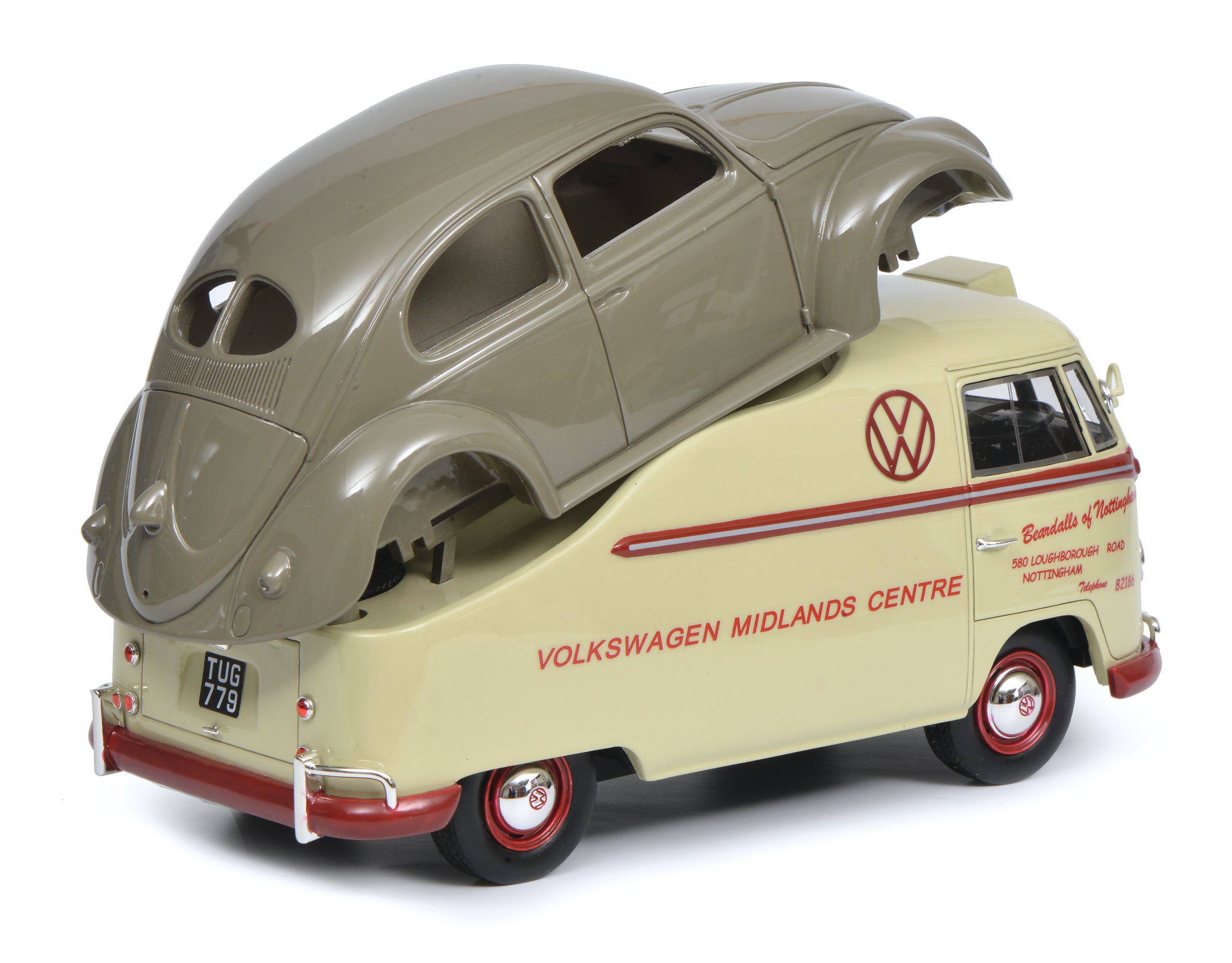 Schuco 1:18 Volkswagen T1a Midlands Centre with beetle chassis Limited 500 450016300