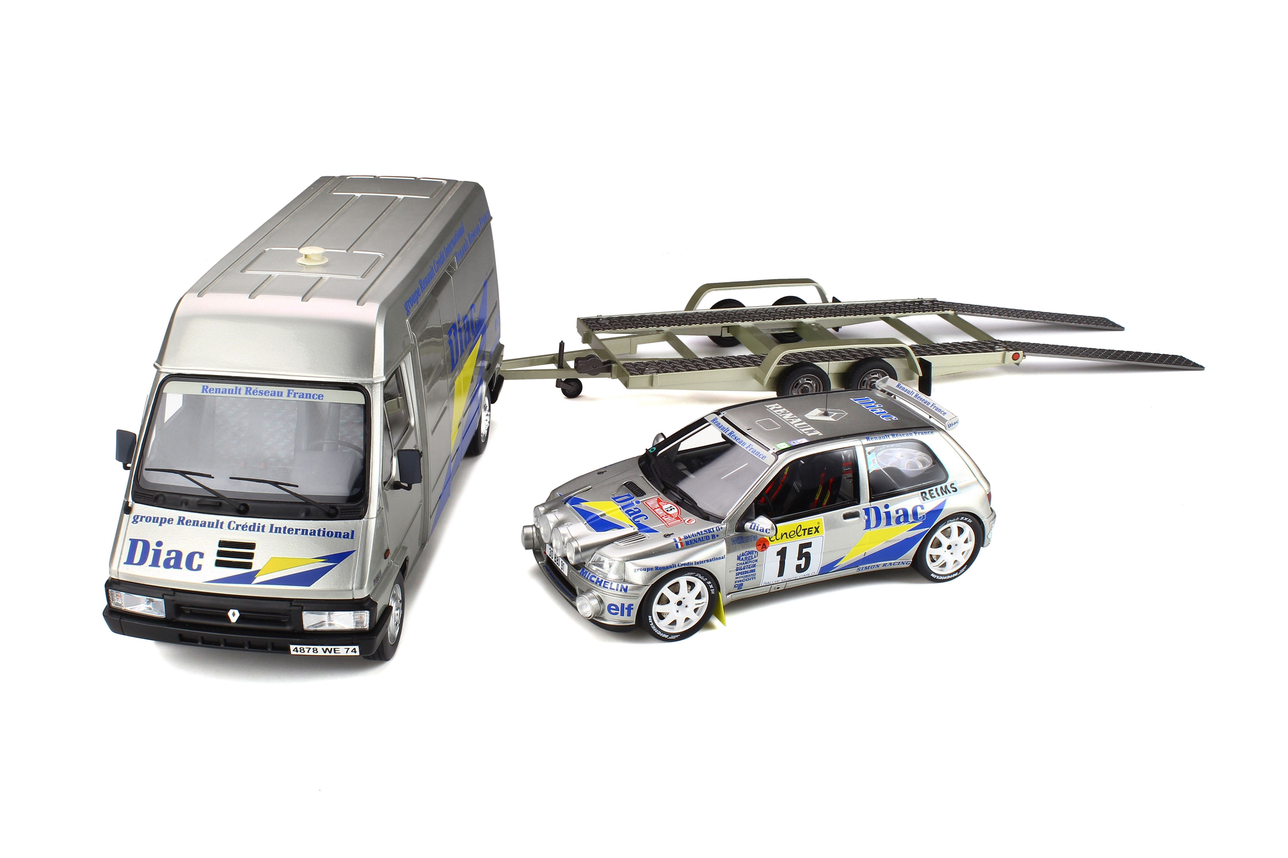 OTTO 1/18 Rally Set Tour de Corse 1995 Renault Master Clio Maxi #17 OT289B