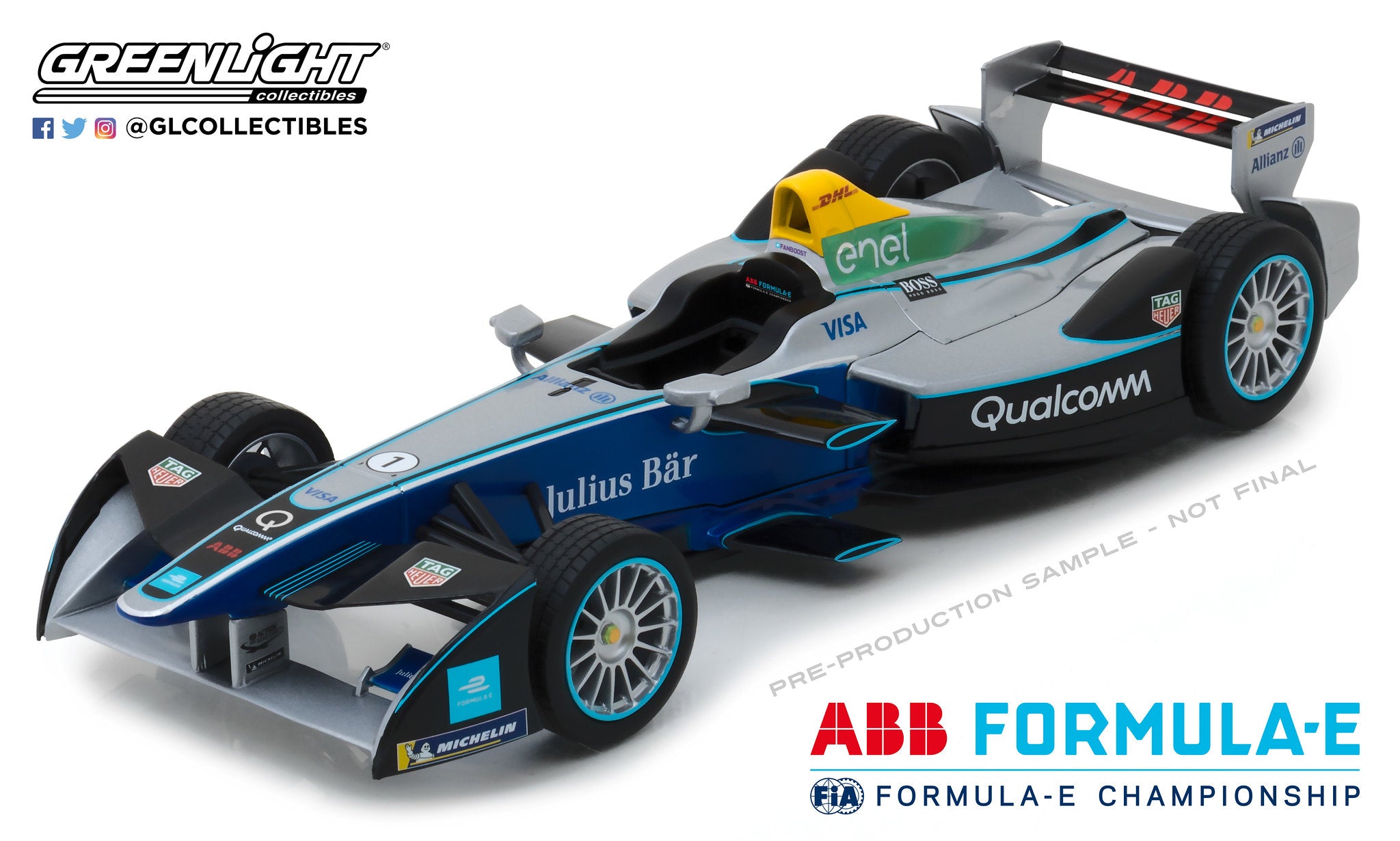GreenLight 1:18 2018 ABB FIA #1 Formula E Spark-Renault SRT_01E Show Car 18110