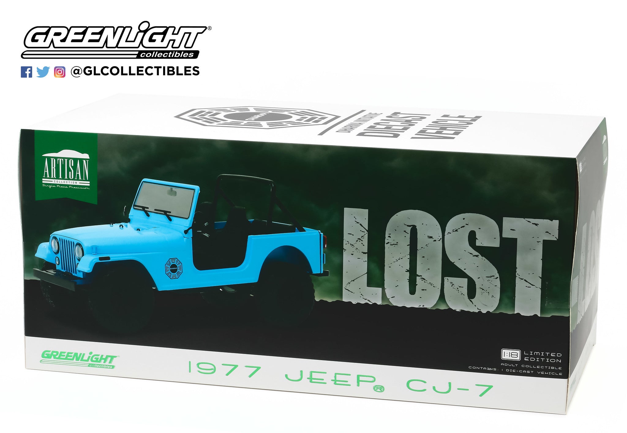GreenLight 1:18 Artisan Collection - Lost (2004-10 TV Series) - 1977 Jeep CJ-7 Dharma Jeep 19064