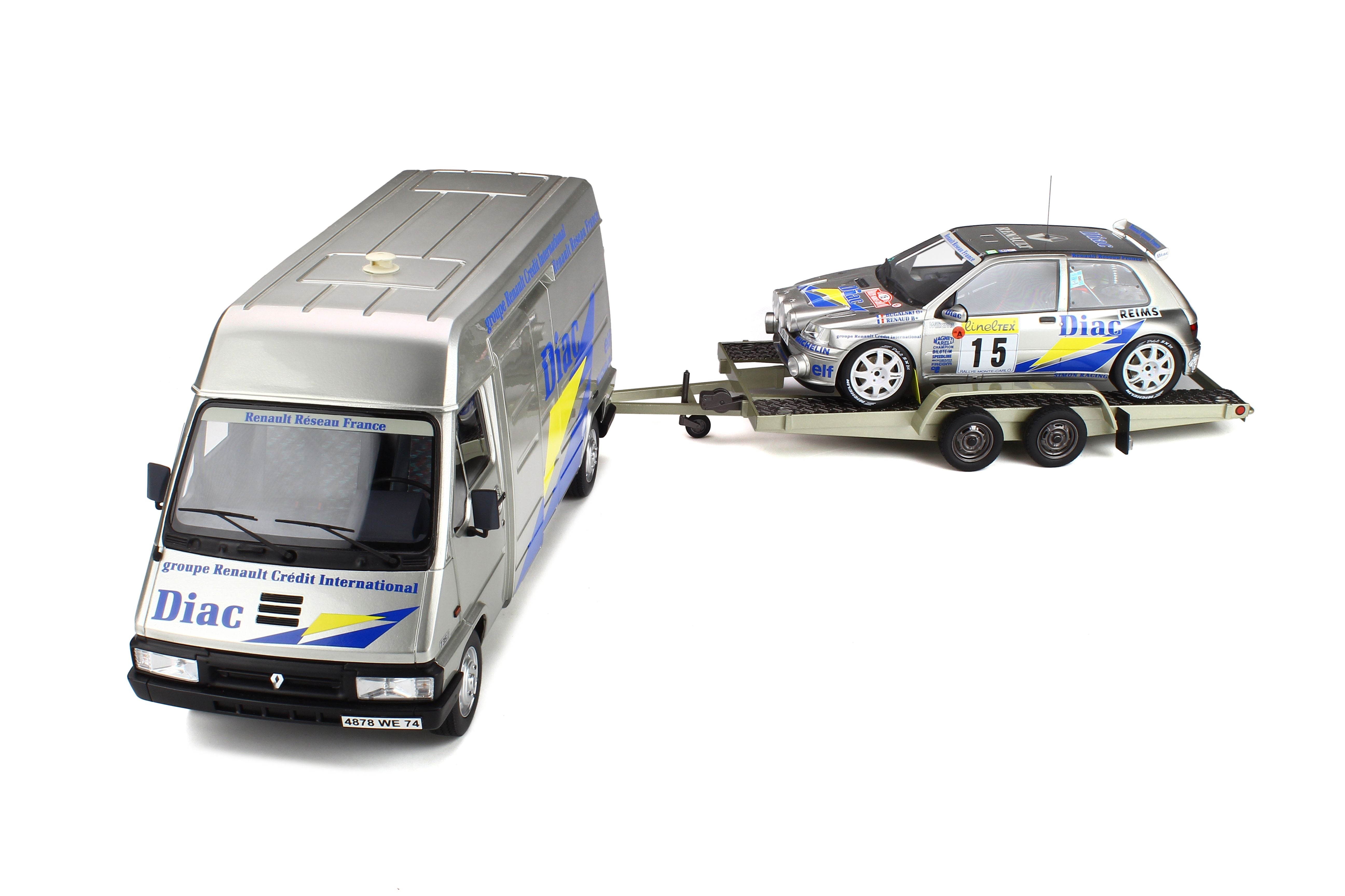 OTTO 1/18 Rally Set Tour de Corse 1995 Renault Master Clio Maxi #17 OT289B