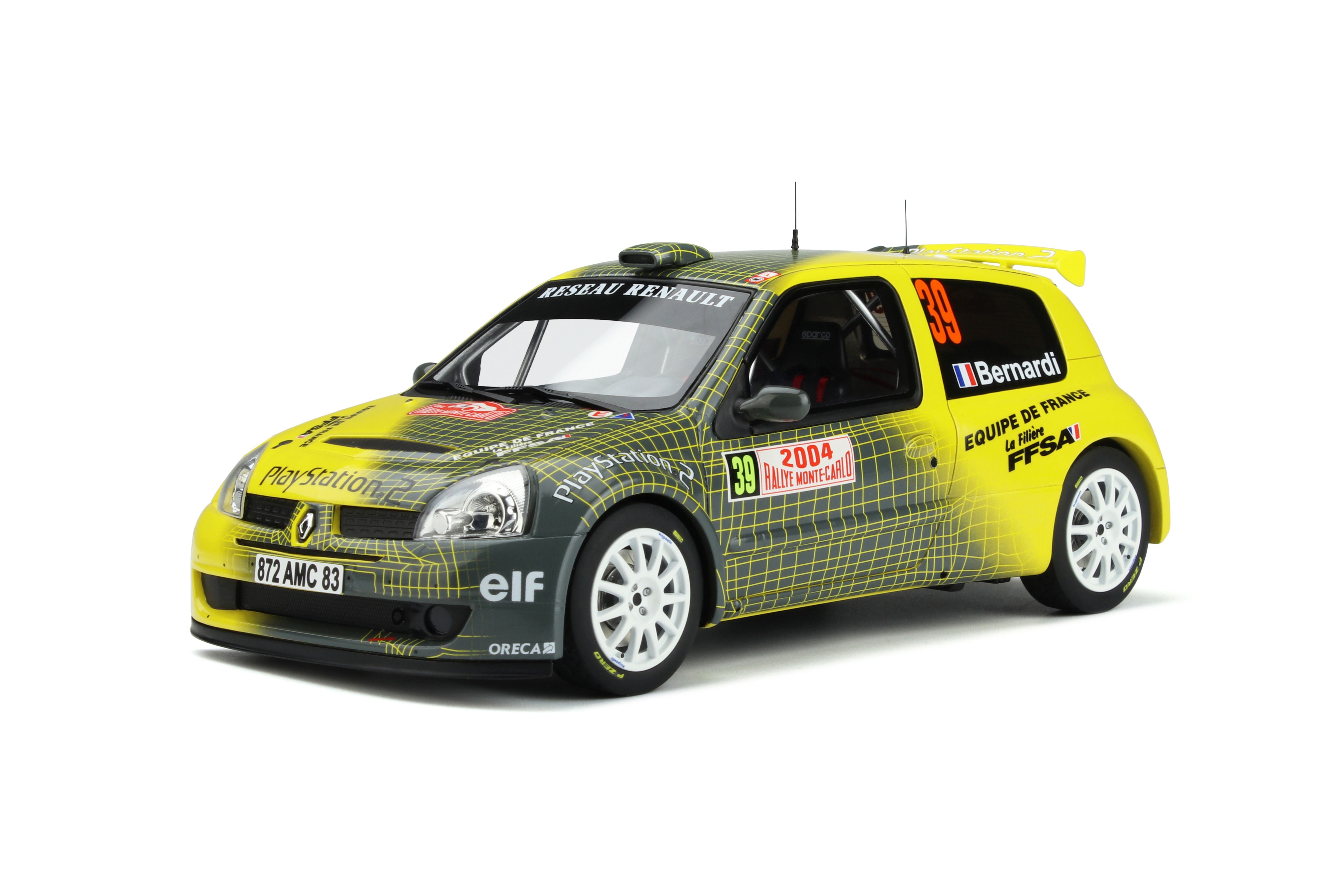 OTTO 1:18 Renault Clio 2 Super 1600 #39 Rallye Monte-Carlo 2004 OT389