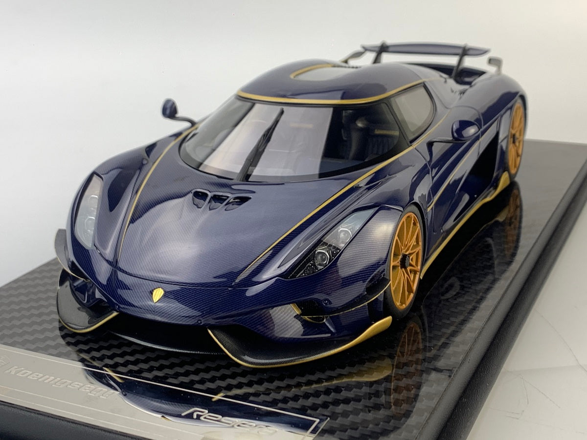 Frontiart 1:18 Koenigsegg Regera blue tinted carbon and gold wheels F079-152
