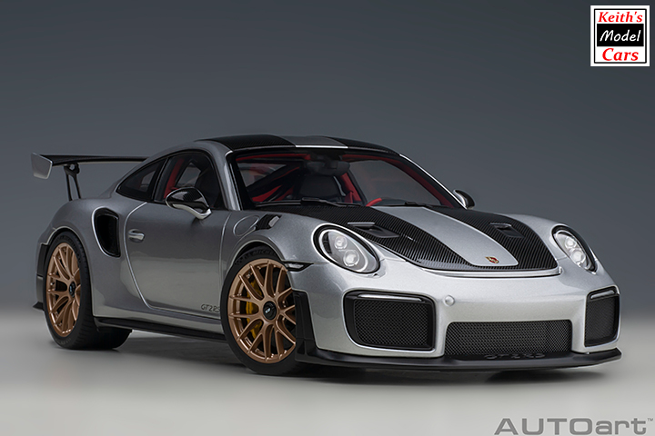 [1/18 Scale] Porsche 911 GT2 RS Weissach Package in GT Silver by AUTOart Models