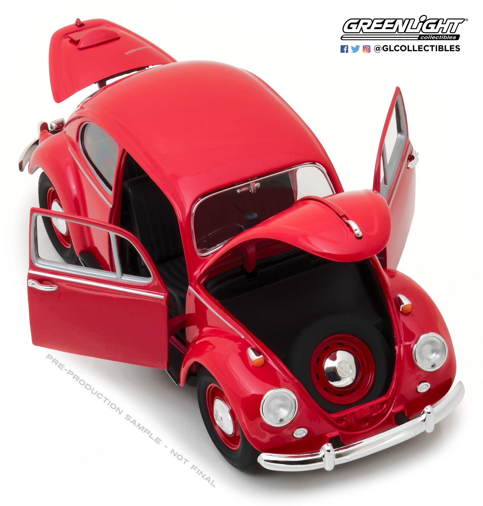 GreenLight 1/18 1967 Volkswagen Beetle Right-Hand Drive Candy Apple Red 13511