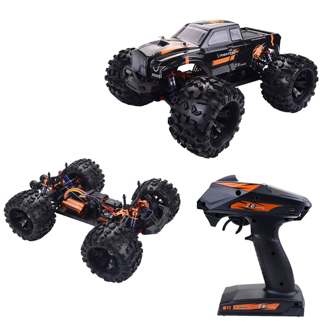 ZD Racing MT8 Pirates3 1/8 2.4G 4WD 90km/h Brushless Motor RC Car Monster Off-road Truck - RTR Version