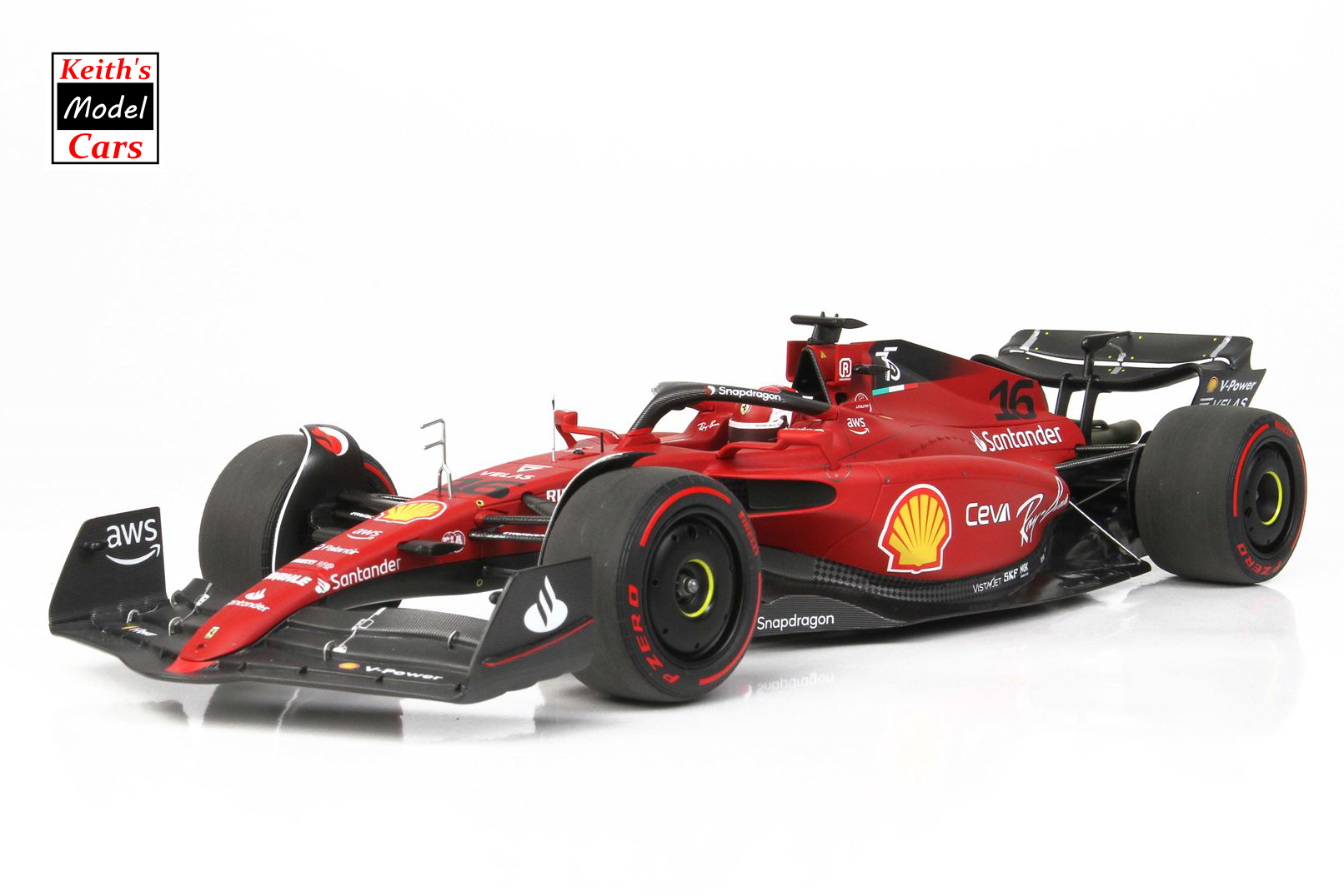 [1/18 Scale] Ferrari F1-75 Bahrain GP 2022 Winner (No.16 Charles Leclerc) by BBR Models